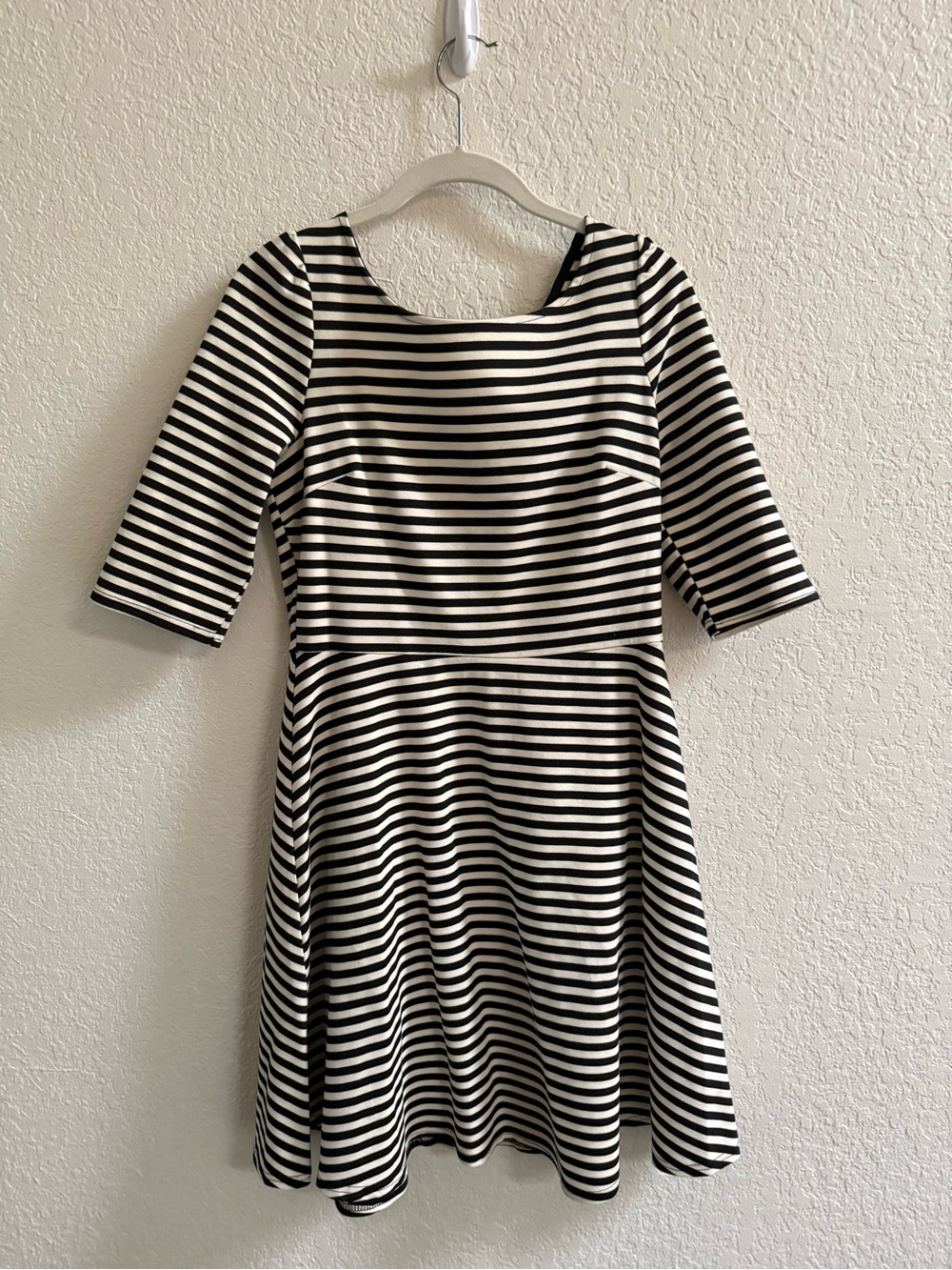 Pixley Black and White Striped Scoop-Neck Fit & Flare Dress